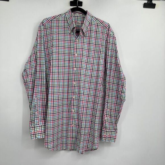 Peter Millar Multicolor Long Sleeve Cotton Plaid Flannel Button Up Shirt Large - Picture 1 of 6